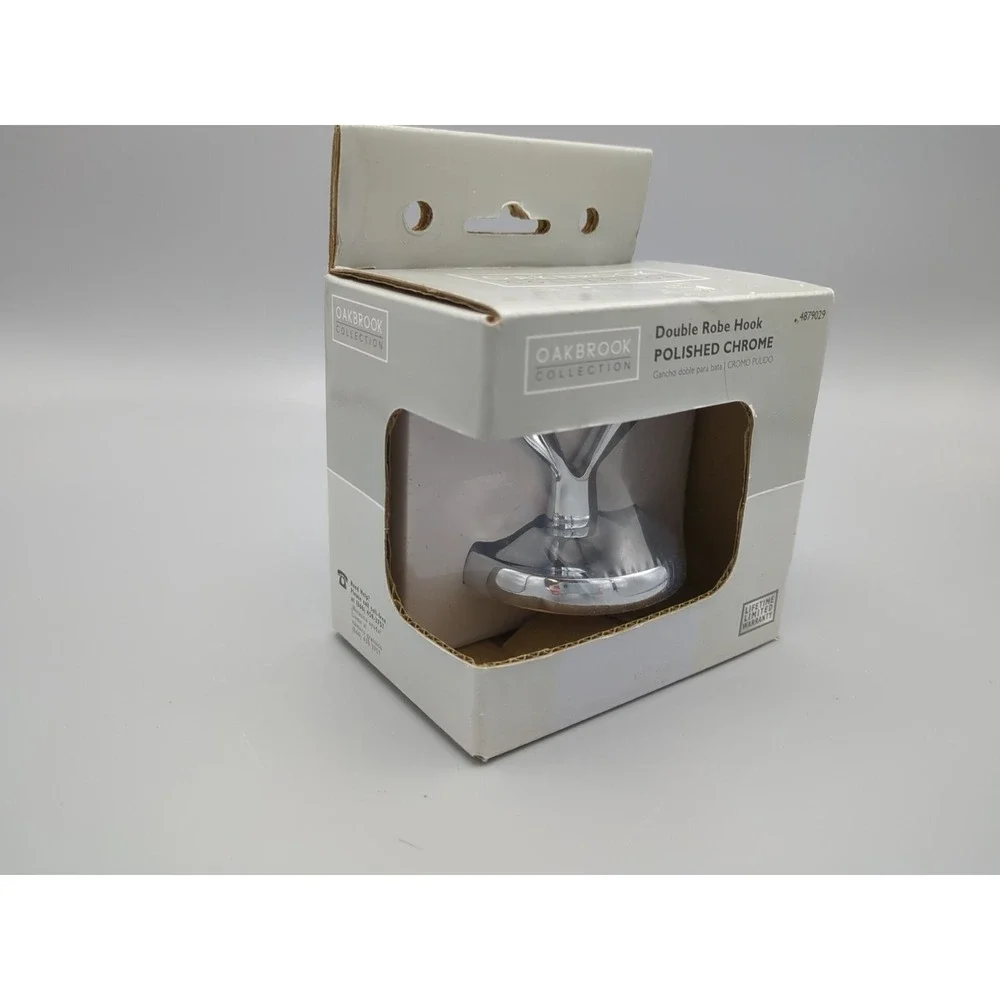 Oakbrook Collection Double Robe Hook‎ Polished Chrome Zinc 2 in Hook 30 lb